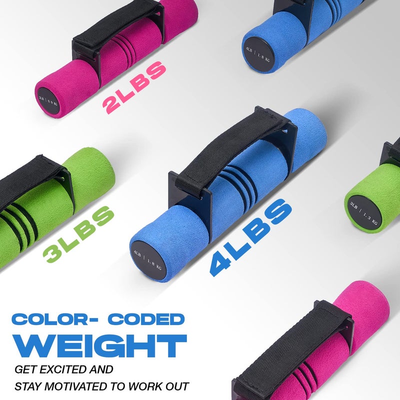 Yes4All 4lbs Dumbbell Hand Weights for Walking/Travel Weights for Exercising with Adjustable Straps, Foam Cover, Color Coded Weight Options - Image 5